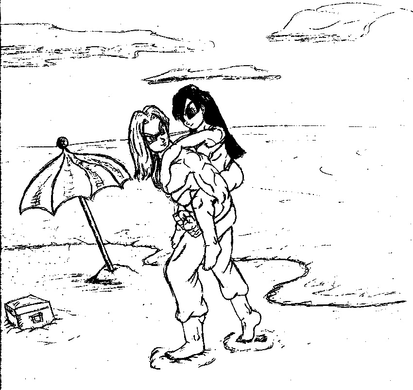 Trunks and Pan at the beach