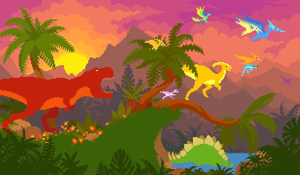 dino run. go on steam and get dino run or support the creation of dino run 2!  : r/PixelArt