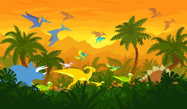 Dino Run 2  Pixel art background, Cool pixel art, Pixel art