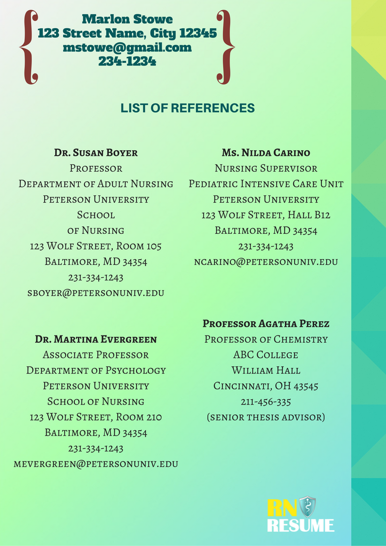 Nursing References List Examples By RNResumeSamplesUSA On DeviantArt