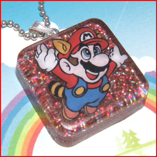 Raccoon Mario - Resin Necklace