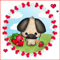 Pugs Love Strawberries...