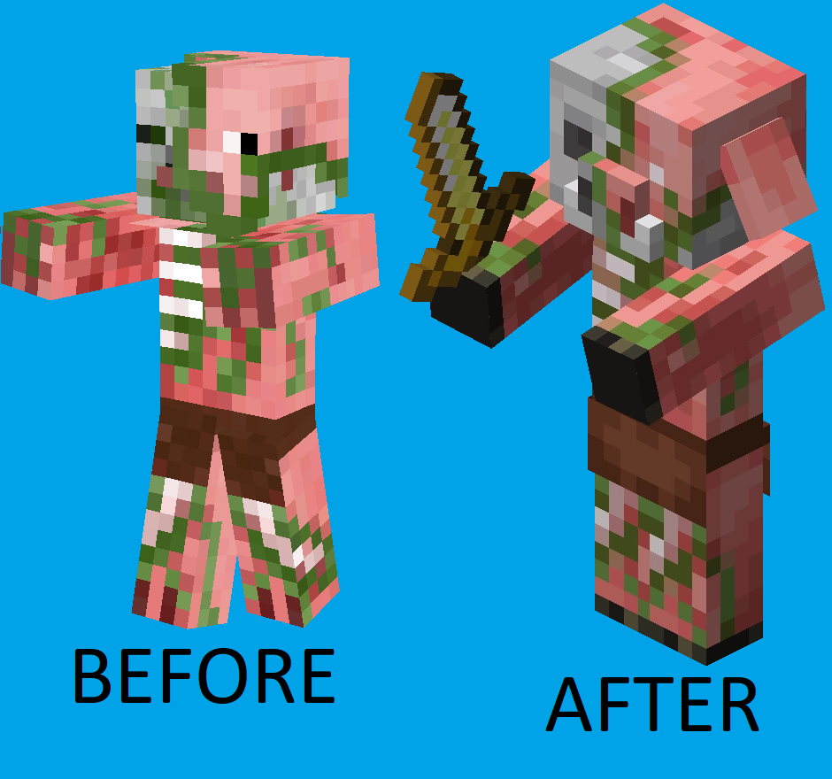 Before And After Of Pigman And Zombified Piglin By Mediaazure On Deviantart Before And After Of Pigman And Zombified Piglin By Mediaazure On Deviantart