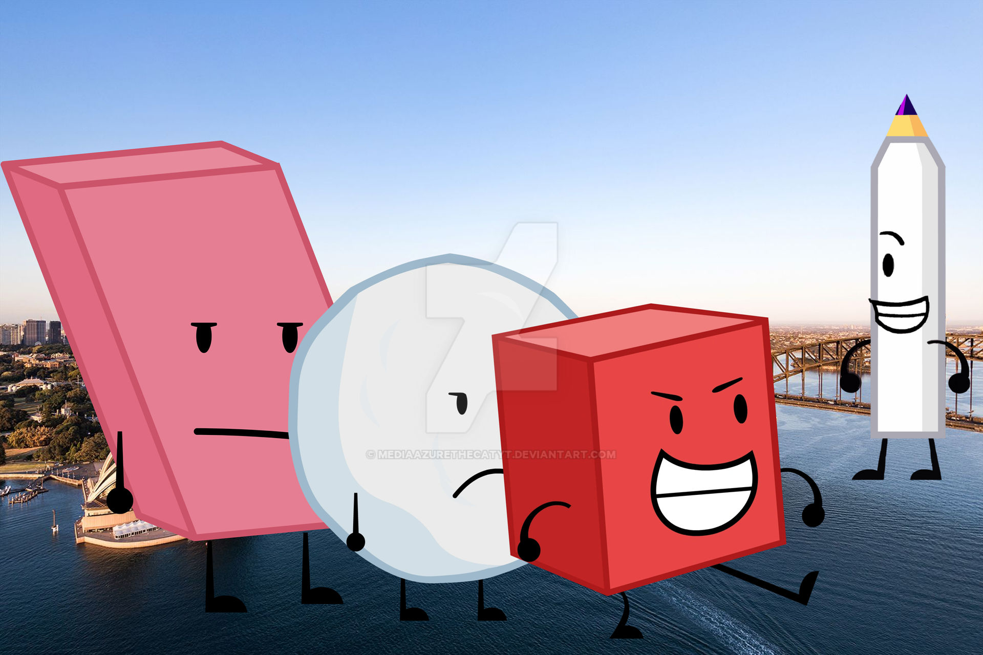 Bfdi Side Characters 4 BFDI Characters In Sydney by MediaAzuretheCatYT on DeviantArt
