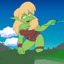 Huge Goblin catching a dragon