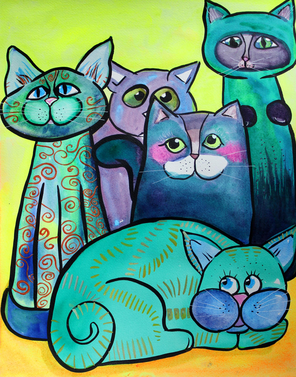 Colorful Cats in Portrait 2