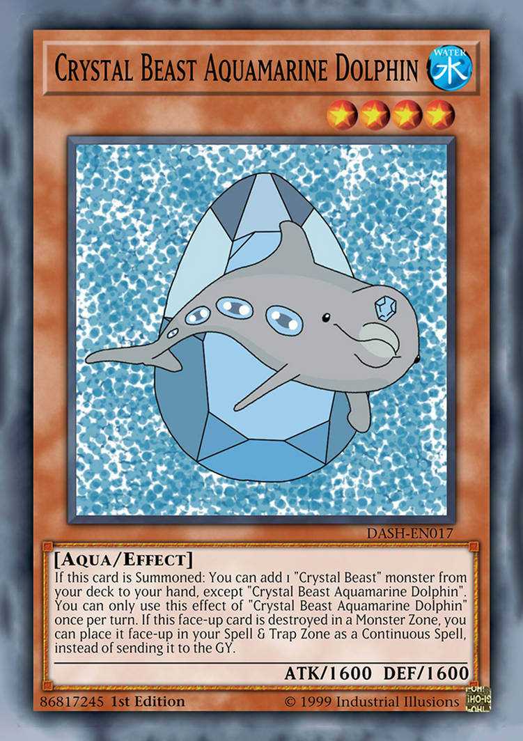 dolphin yugioh card White Aura BLLR-EN019 Secret Rare 1st Edition Naer Mint take 500 damage. Yu-Gi-Oh Crystal Beast Aquamarine Dolphin