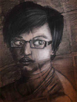 self portrait in charcoal