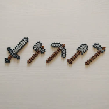 Minecraft iron ingot and tools (Perler) by crazycreeper529 on DeviantArt