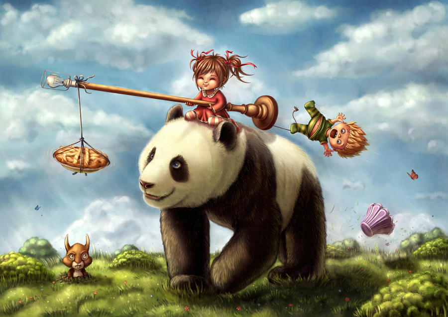 Panda ride by Ploopie on DeviantArt