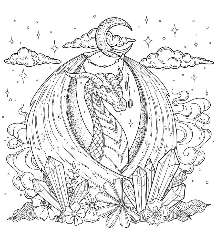 Crystal Dragon Coloring Sheet