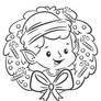Elf Christmas Wreath - Coloring Page