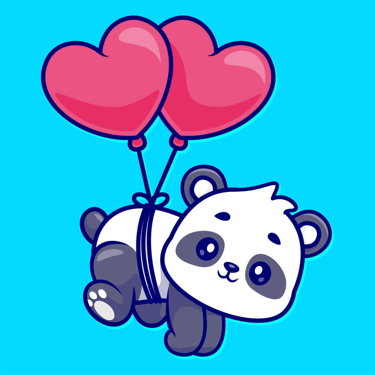 Thanks for the favorites - Panda Heart Ballons