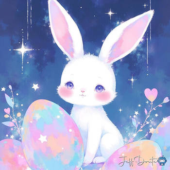 Starlit Whispers: A Pastel Daydream Bunny