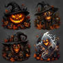 🎃🧟♂️🧙♀️👻 Exclusive Halloween Creator Pack — 4 T-Shirt PNG Decals | Commercial Use