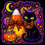 🎃🐈⬛ Neon Candy Corn Cat — Psychedelic Blacklight Halloween T-Shirt 🌙✨