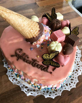 ice cream drip cake pink