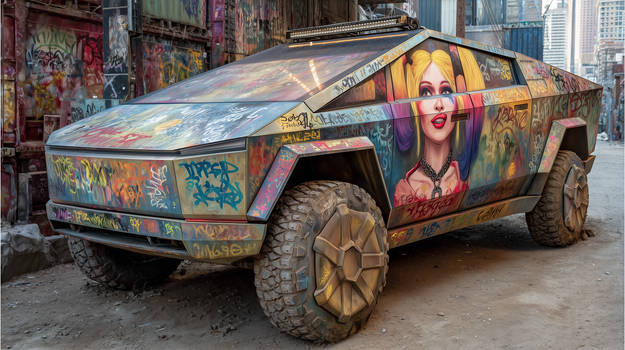 Tesla Cybertruck Harley Quinn Paint