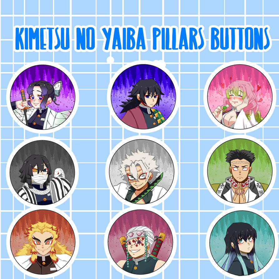 Hashira Buttons Kimetsu no Yaiba Pillars Hashiras Buttons Badges by GodessBlue on ...