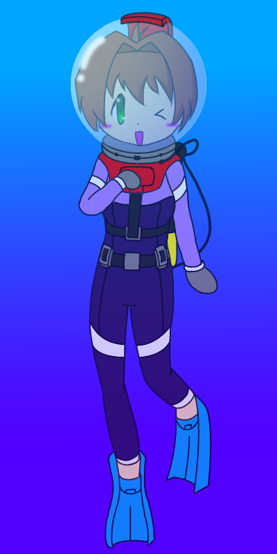 Sakura with scuba suit, Digitized and No bubble