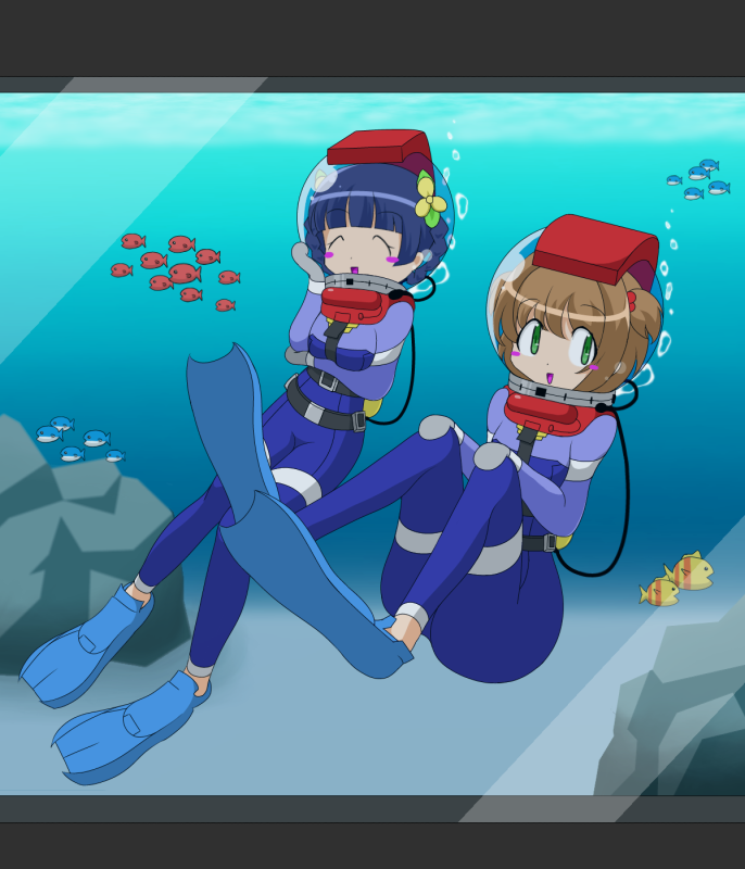 Sakura and Tomoyo at the Aquarium