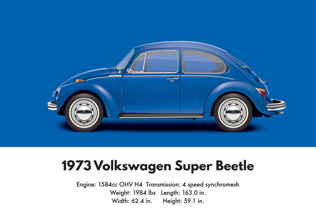 1973 Volkswagen Super Beetle - Biscay Blue by artbyedo on DeviantArt