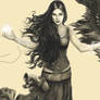 I have a dragon . . . close up of sorceress . . .