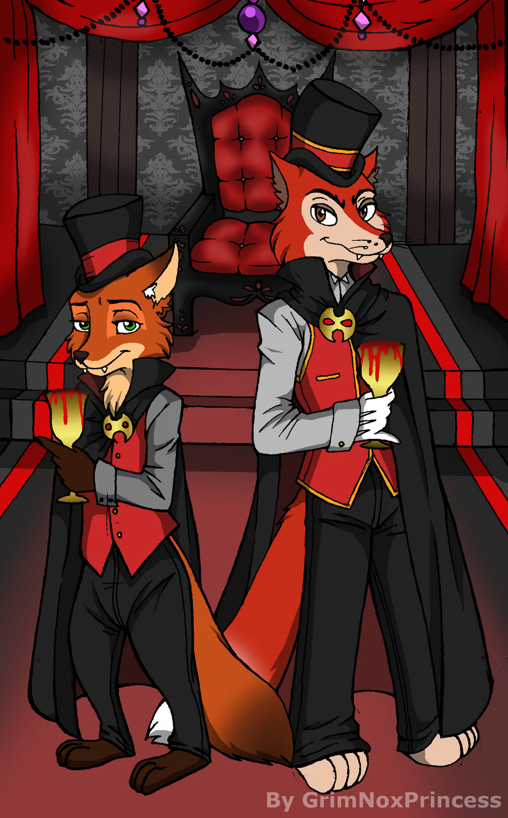 Foxy Vampires Commission by TwistedGearTrinkets on DeviantArt