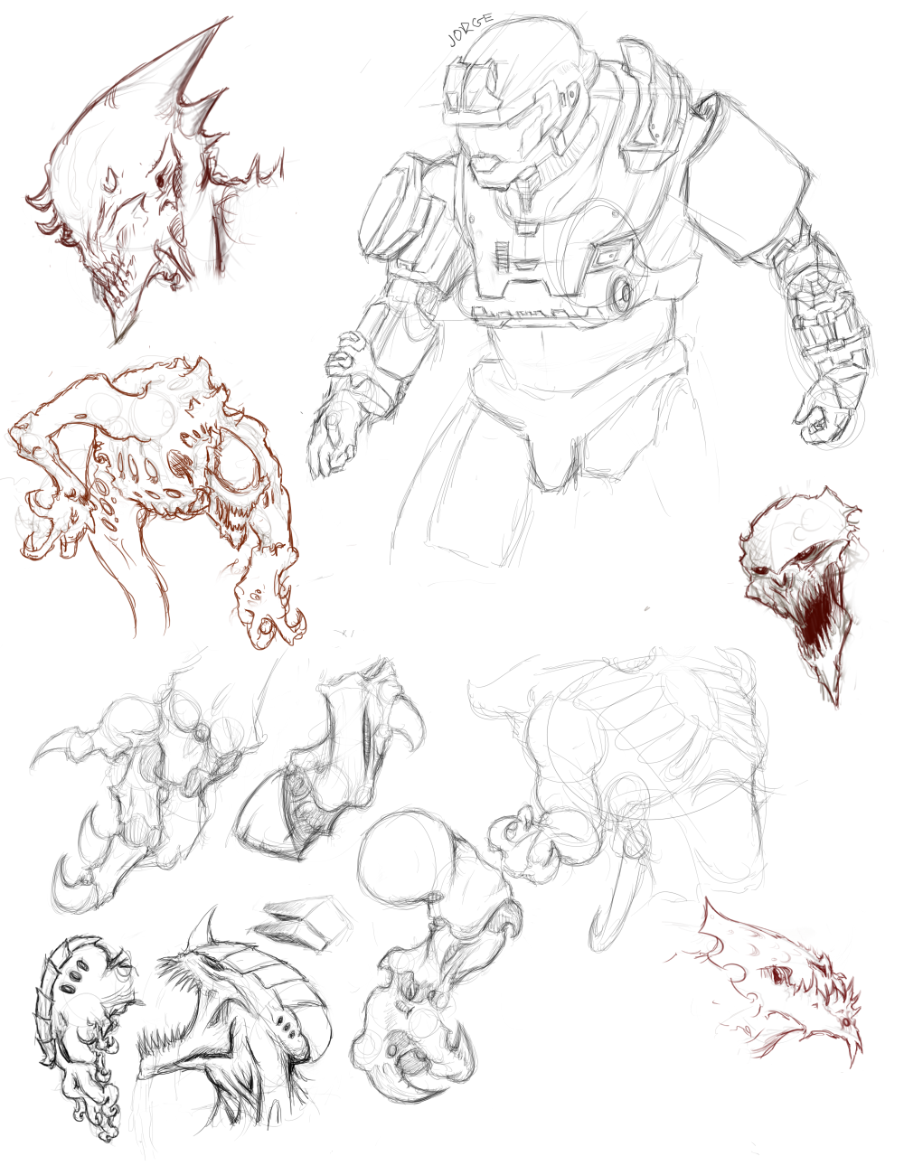 Tyranid, Halo, Demon Sketches