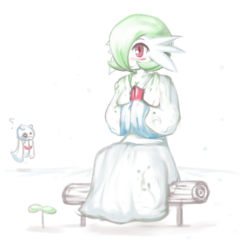 Full-body gardevoir in the snow