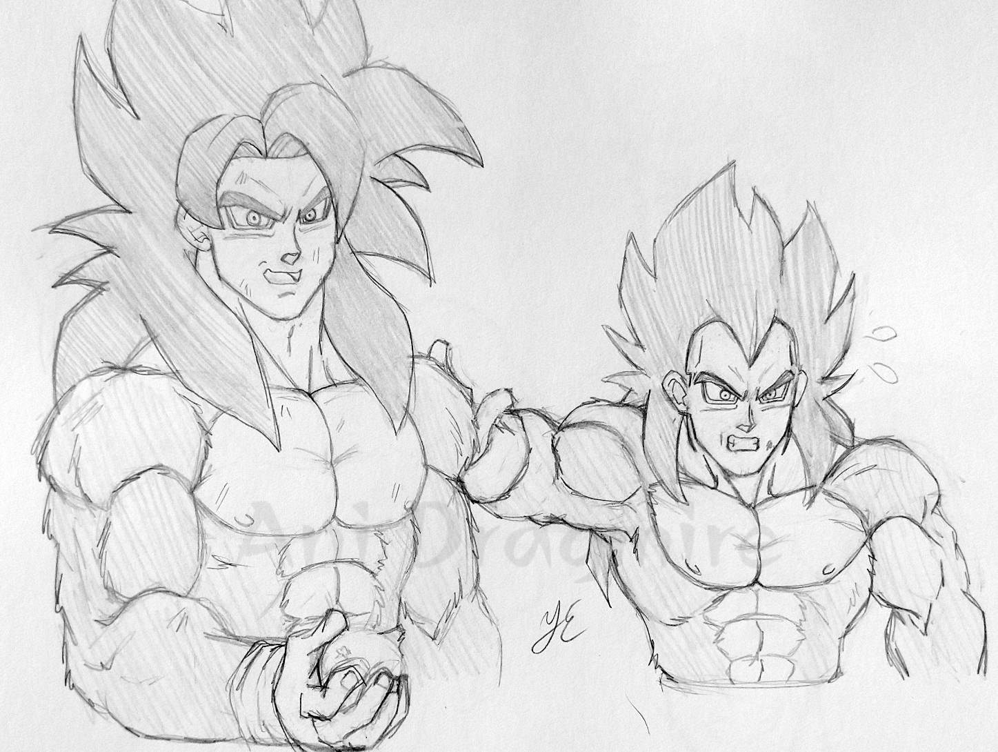 Como Desenhar Goku ssj4 / Vegeta ssj4 - How To Draw Goke / Vegeta (  DragonBall GT ) 