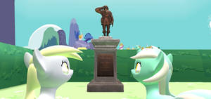 Derpy and Lyra Visiting Equestria's New Statue 1