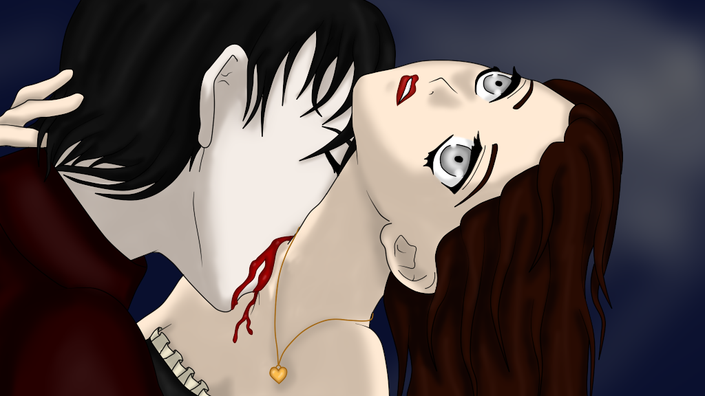 Anime vampire girl bite