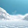 3D rendering of white fabric on a blue background.
