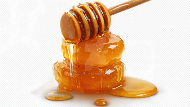 Liquid Dripping Sweet Honey Food Isolated On White