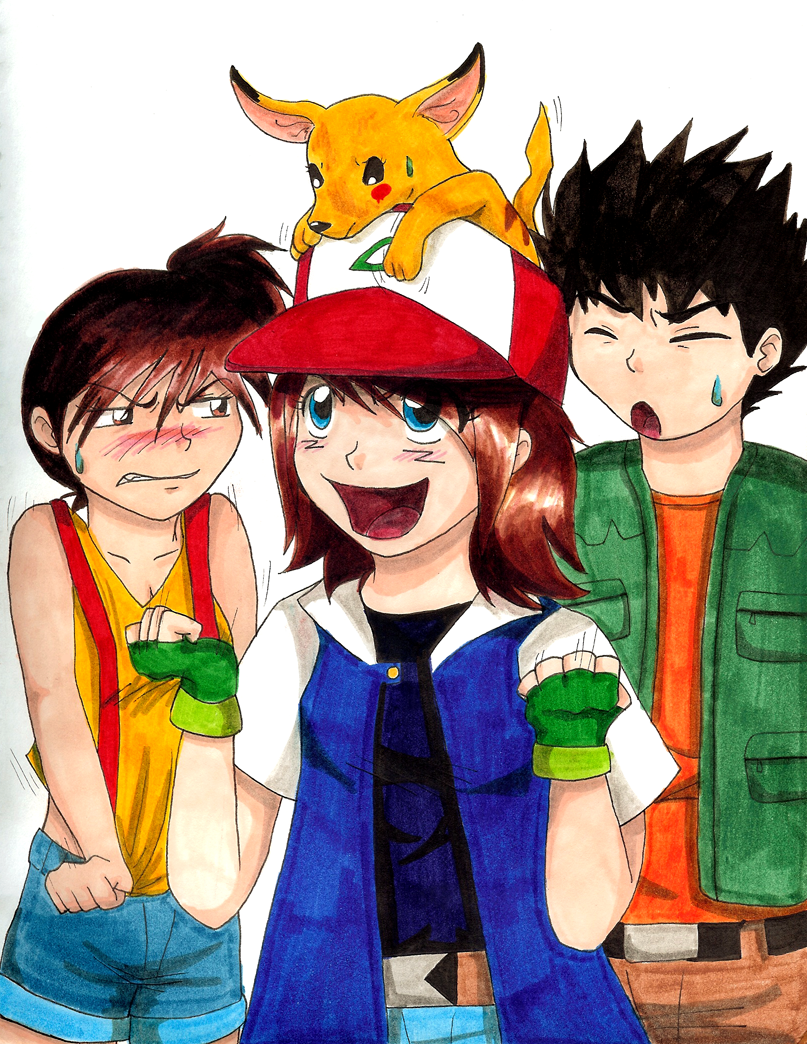 PKMN- Ash, Michi and...Chad... by SpiritLeTitan on DeviantArt