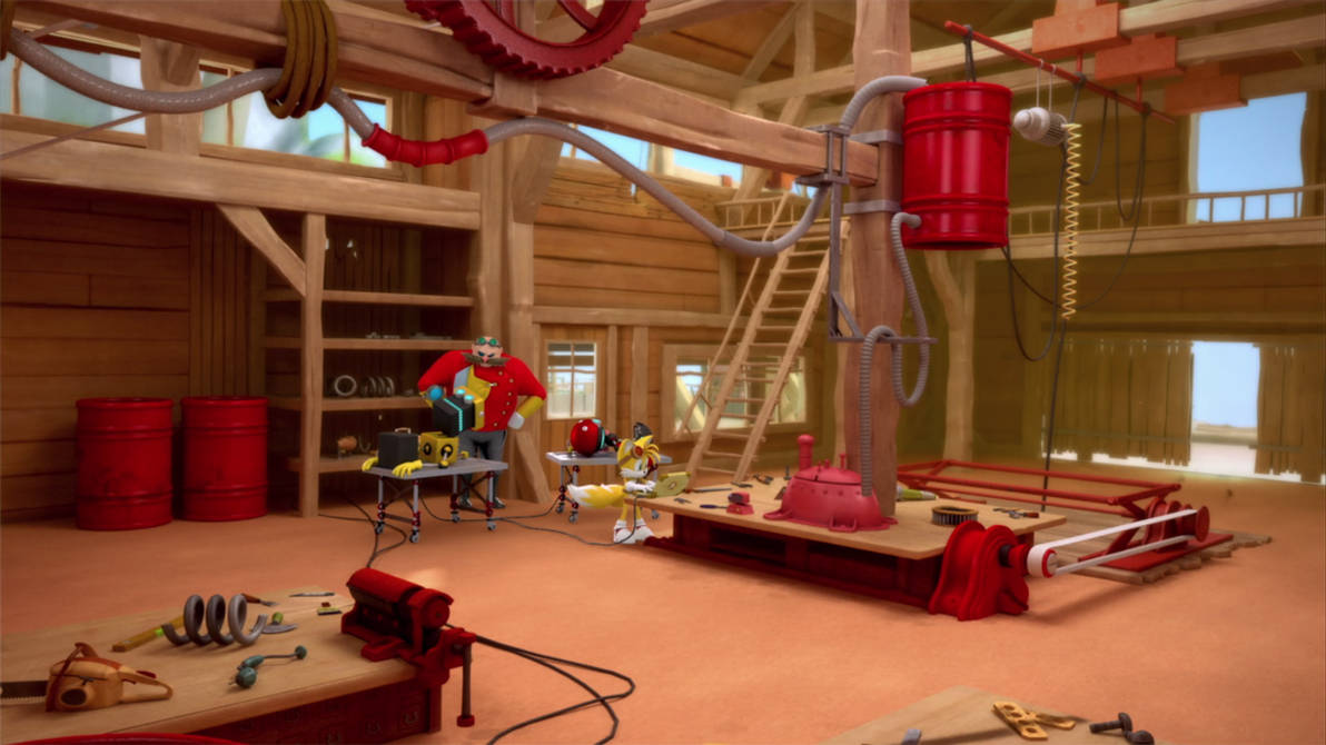 Tails Lab Build SB S1E23 Tails Workshop interior (front) by Mresc1 on DeviantArt