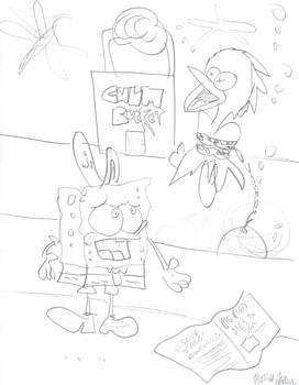 sponge bob sees a big bird