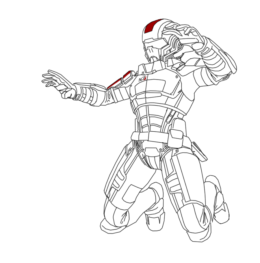 Cleaned up lines for a Mass Effect doodle.