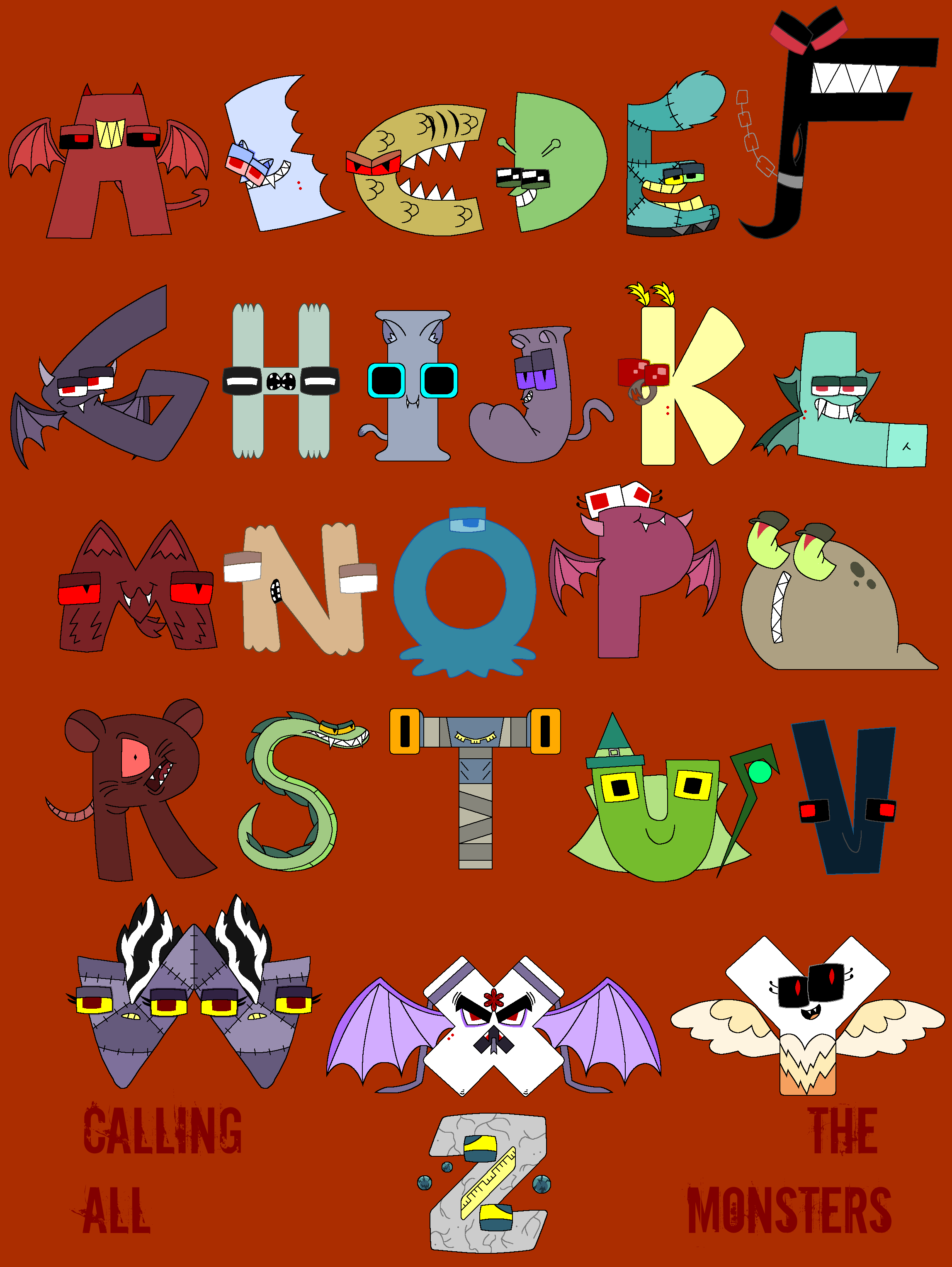 Alphabet Lore Letters As Monsters by worldofcaitlyn on DeviantArt