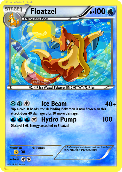 pokemon floatzel card GL 4/111 - Reverse Holo Rare Rising If heads Floatzel (early card) by Lucariodrummer448