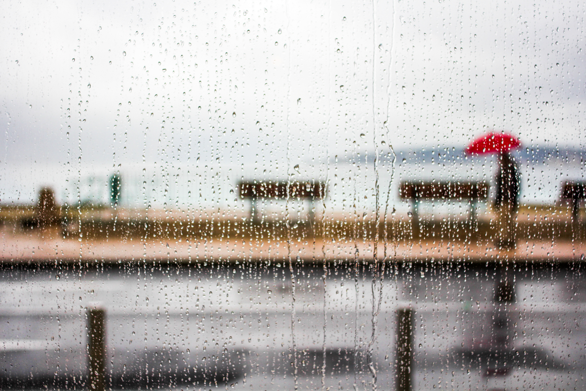 A Rainy wet day from behind a window