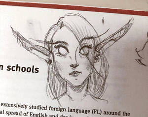 Elf Doodle on Textbook