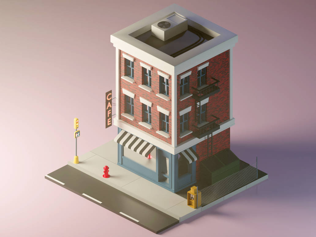 Isometric Low Poly Building by irishvann on