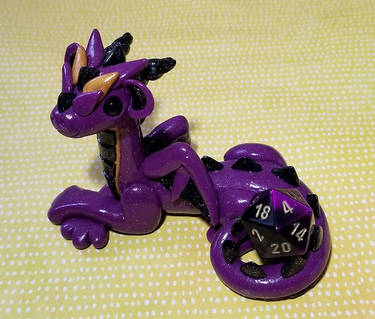 Purple Gold and Black Miniature Dragon D20 Holder