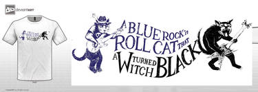 A blue rock'n roll cat that a witch turned black