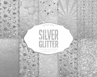 Silver Glitter Digital Paper Silver Glitter