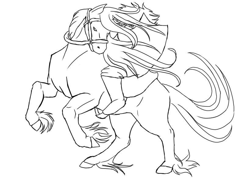 Horse and Rider Lineart