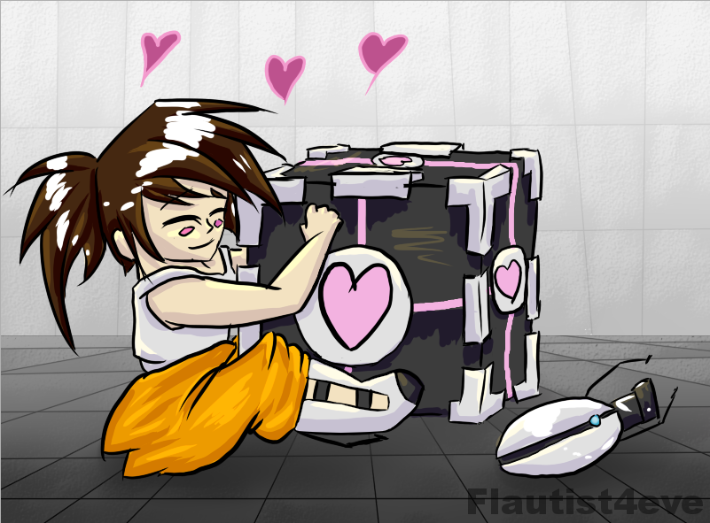 Chell and Companion Cube