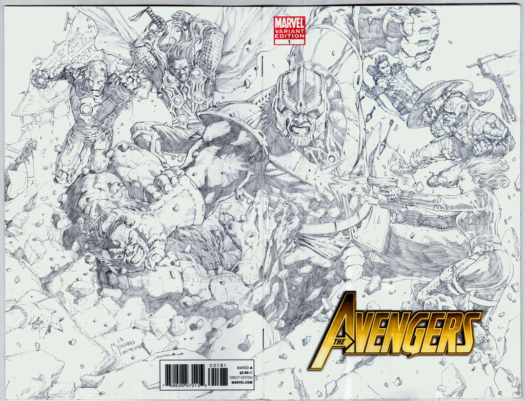 Avengers vs Thanos sketch covers